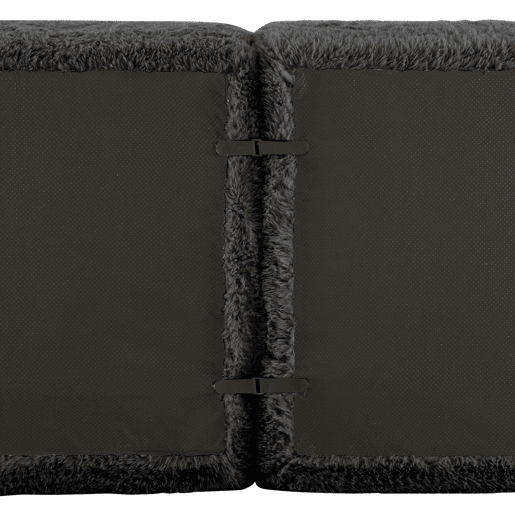Sofá modular de 2 lugares - Tecido felpudo macio, chaise longue, sem montagem - Preto