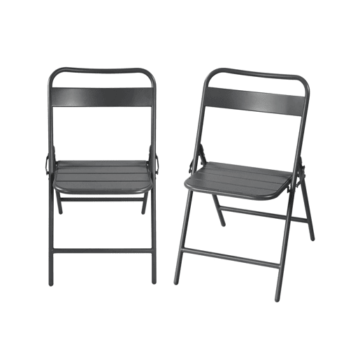 Cadeira de jardim bistrô dobrável em aço, set de 2 Antracite - 44.3x49x79.7 cm