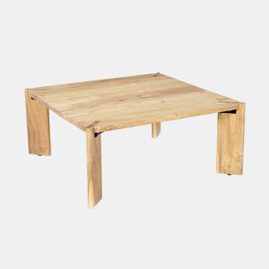 Mesa de centro exótica quadrada em madeira maciça Natural - 80x80x36 cm