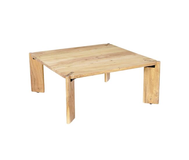 Mesa de centro exótica cuadrada de madera maciza natural - 80x80x36 cm