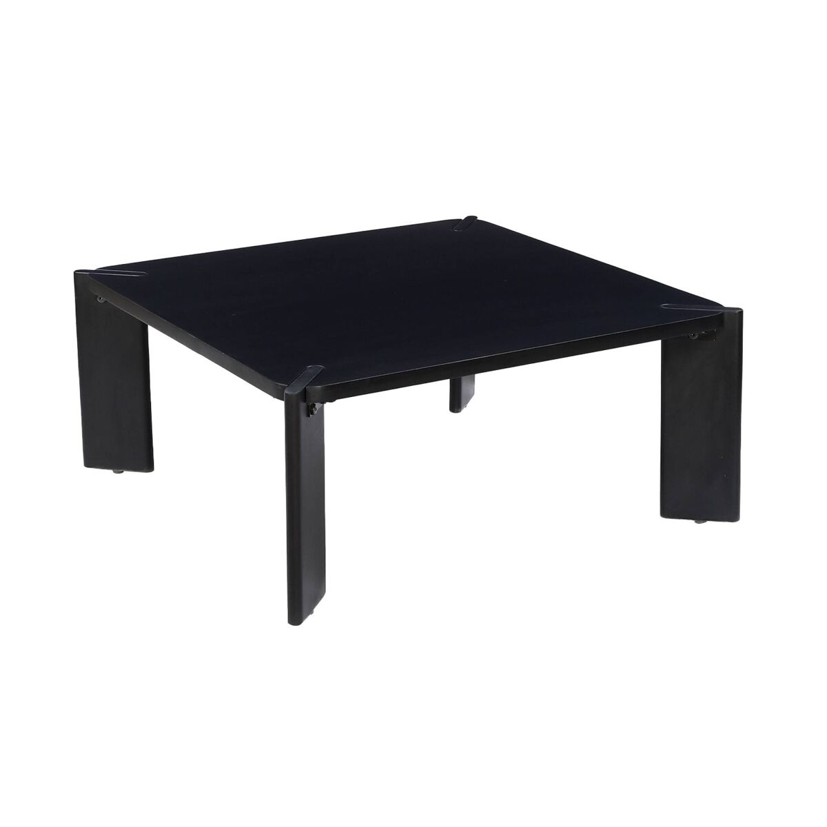 mesa de centro exotica cuadrada de madera maciza negro - 80x80x36 cm