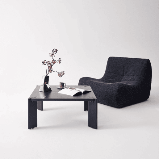Mesa de centro exótica quadrada em madeira maciça Preto - 80x80x36 cm