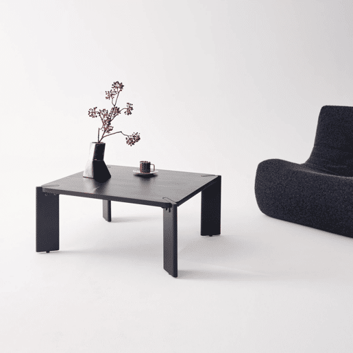 Mesa de centro exótica quadrada em madeira maciça Preto - 80x80x36 cm