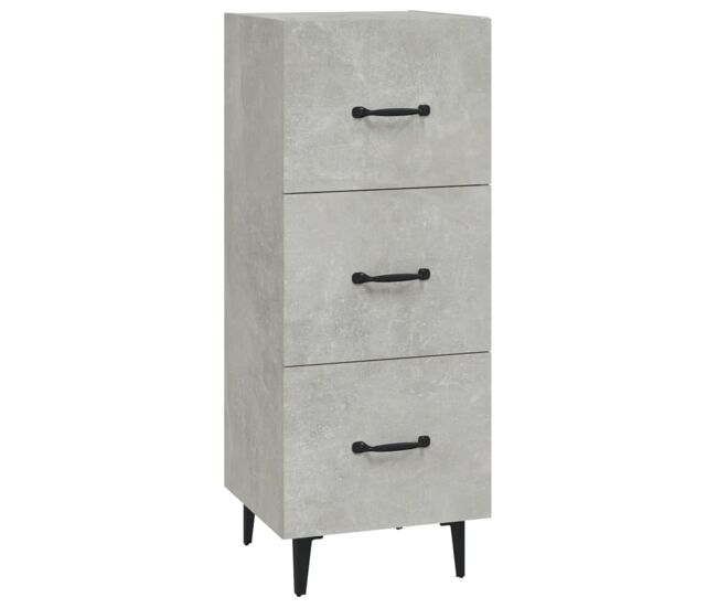 Aparador - mueble de almacenamiento de madera contrachapada gris hormigón 34,5x34x90 cm es2736