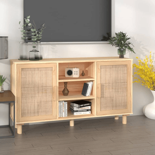 Aparador - Bufete - Móvei de apoio 105x30x60 cm pinho maciçovime natural castanho pt4778