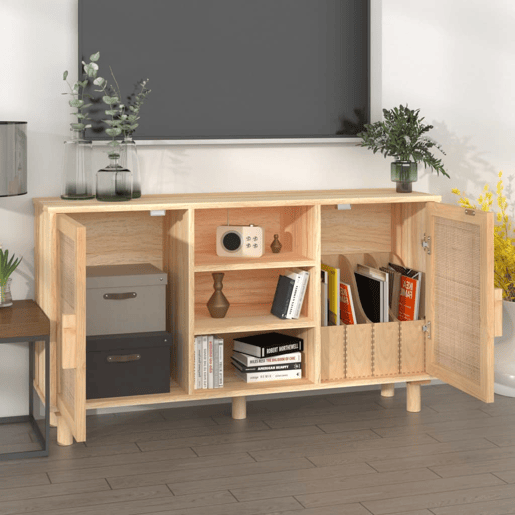 Aparador - Bufete - Móvei de apoio 105x30x60 cm pinho maciçovime natural castanho pt4778