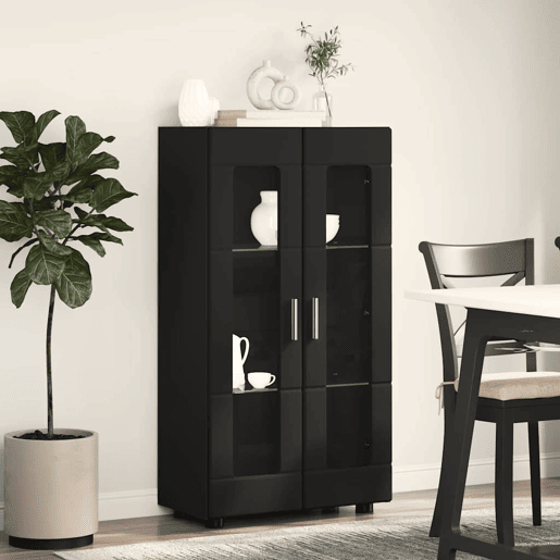 Bufete - Móvei de apoio com porta Preto 55,5 x 29 x 103 cm Madeira processada pt4793