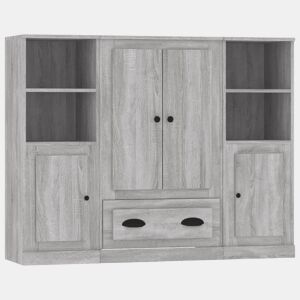 Armários altos - Bufete - Móvel de apoio 3 pcs derivados de madeira cinzento sonoma pt305
