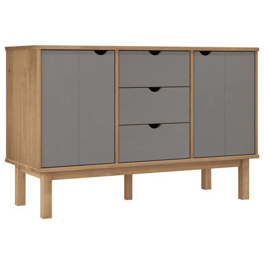 Aparador - Bufete - Móvei de apoio 113,5x43x73 cm pinho maciço castanhocinza pt4839