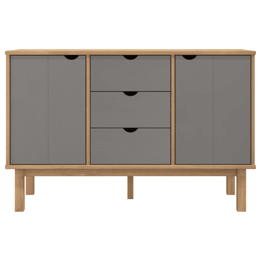 Aparador - Bufete - Móvei de apoio 113,5x43x73 cm pinho maciço castanhocinza pt4839
