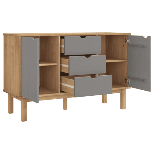 Aparador - Bufete - Móvei de apoio 113,5x43x73 cm pinho maciço castanhocinza pt4839