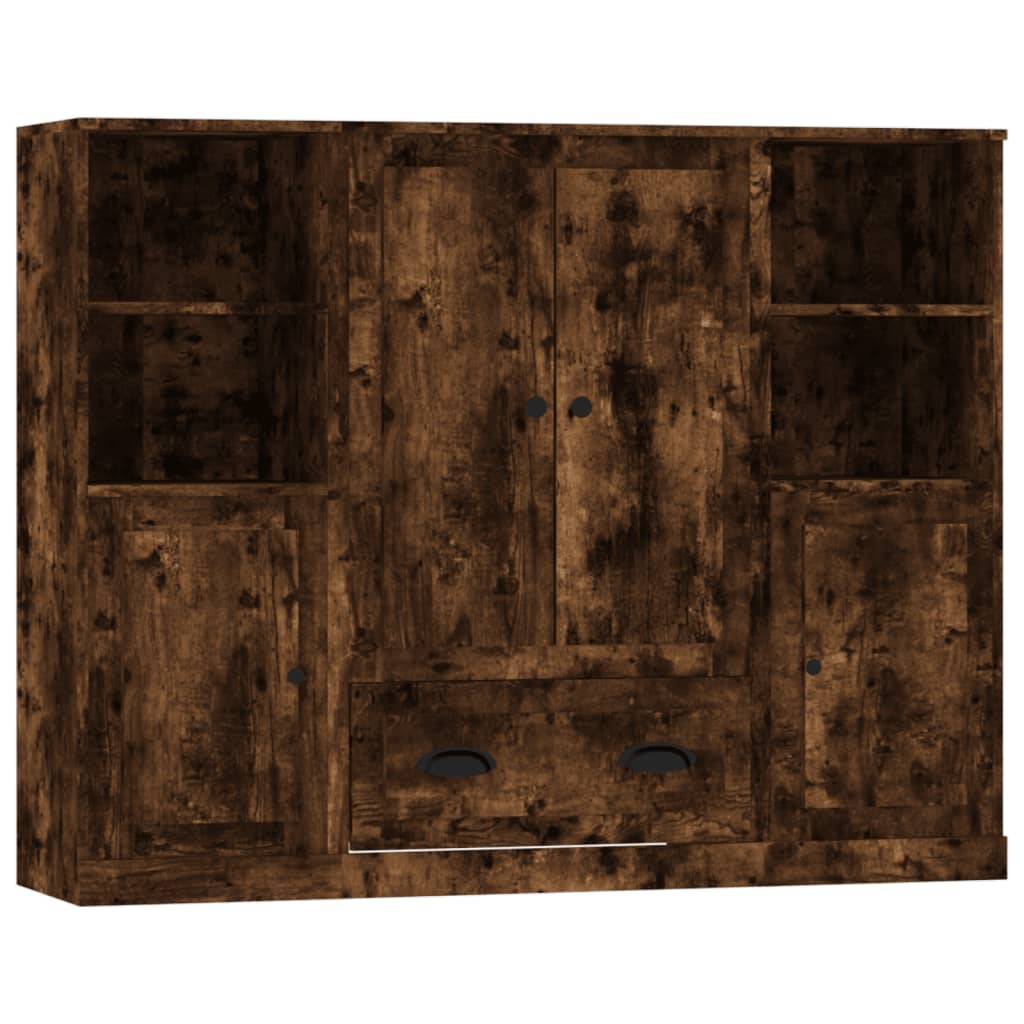 Aparador alto - Mueble de almacenamiento 3 pcs 132 Marrón