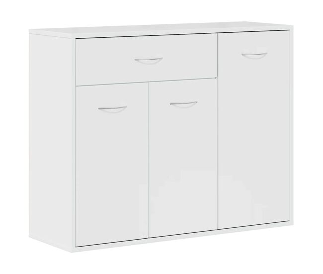 Aparador - mueble de almacenamiento de madera contrachapada blanco brillante 88x30x70 cm es2607