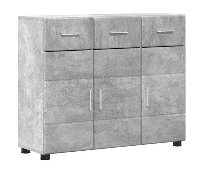 Aparador - mueble de almacenamiento gris concreto 88,5 x 30,5 x 73 cm madera de ingeniería es4063