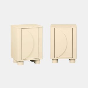 Mesa de cabeceira efeito madeira mel de 1 porta, conjunto de 2 Bege - 40x30x57 cm