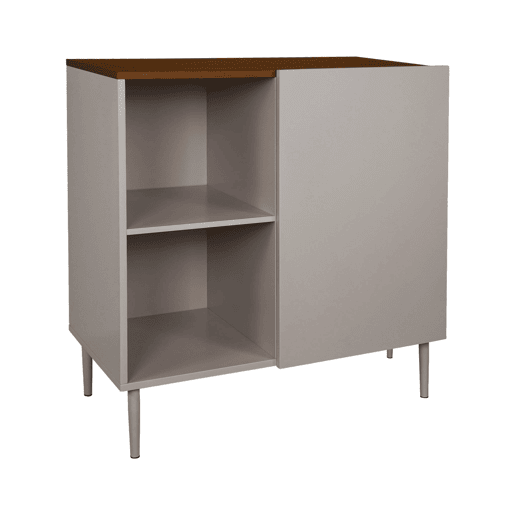 Aparador , armário de armazenamento em metal e decoração em madeira 1 porta, 80cm Cinza - 80x40x81 cm