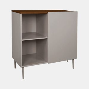 Aparador , armário de armazenamento em metal e decoração em madeira 1 porta, 80cm Cinza - 80x40x81 cm