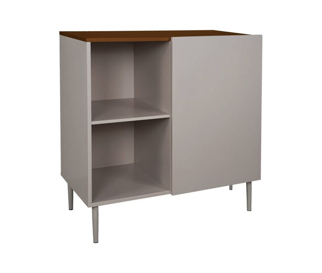 Aparador, mueble de almacenamiento de metal y decoración de madera 1 puerta, 80cm gris - 80x40x81 cm