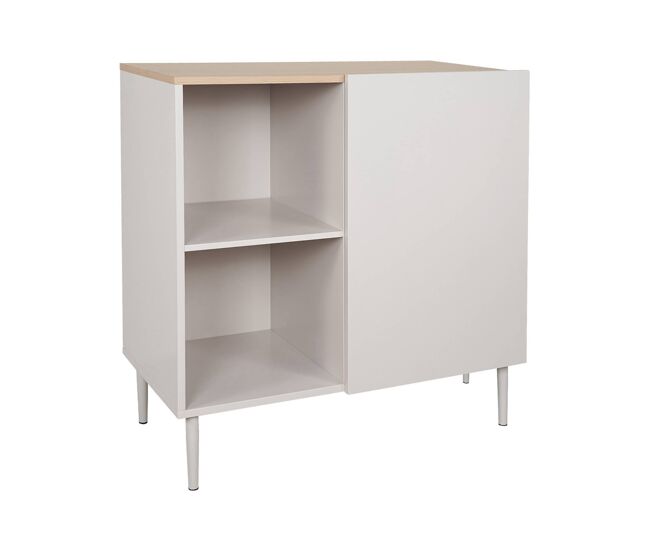 Aparador, mueble de almacenamiento de metal y decoración de madera 1 puerta, 80cm beige - 80x40x81 cm