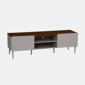 Móvel de TV em metal e decoração em madeira com 2 portas, 140cm Cinza - 140x40x44 cm