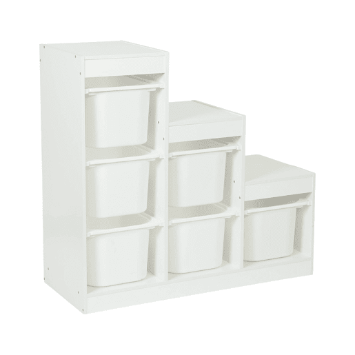 Móvel de armazenamento infantil escada 6 caixas de armazenamento Branco - 96x38.5x90 cm