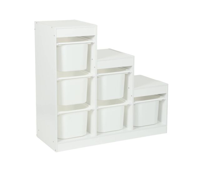 Mueble de almacenamiento infantil escalera, 6 cajones de almacenamiento blanco - 96x38.5x90 cm