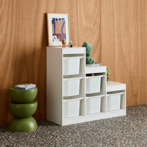 Móvel de armazenamento infantil escada 6 caixas de armazenamento Branco - 96x38.5x90 cm