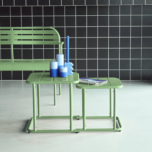 Mesa de ninho bistrô quadrada para exterior em aço, 45cm Verde - 45x45x45 cm