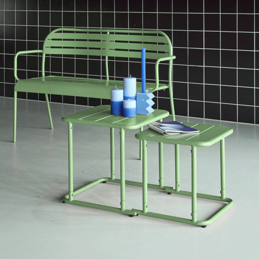 Mesa de ninho bistrô quadrada para exterior em aço, 45cm Verde - 45x45x45 cm