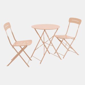 Set mesa de jardim bistrô dobrável redonda de aço com 2 cadeiras Rosa - 42.5x53x82 cm