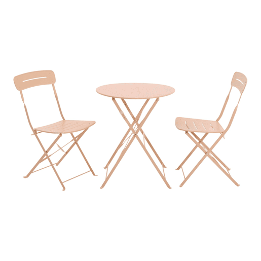 Set mesa de jardim bistrô dobrável redonda de aço com 2 cadeiras Rosa - 42.5x53x82 cm