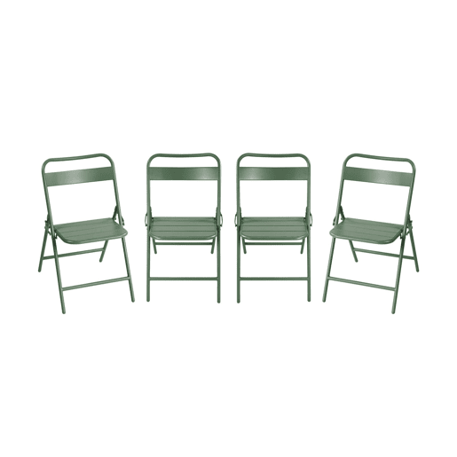 Cadeira de jardim bistrô dobrável em aço, set de 4 Verde - 44.3x49x79.7 cm