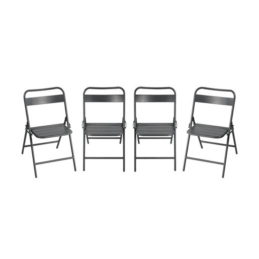Cadeira de jardim bistrô dobrável em aço, set de 4 Antracite - 44.3x49x79.7 cm