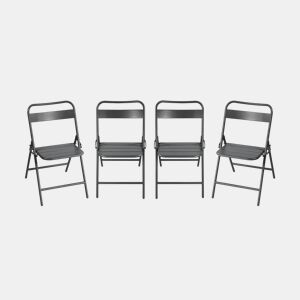 Cadeira de jardim bistrô dobrável em aço, set de 4 Antracite - 44.3x49x79.7 cm