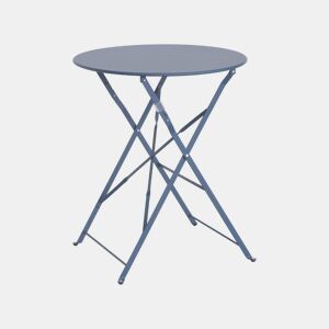 Mesa de jardim bistrô dobrável em aço, 2 lugares Azul cinza - 60x60x71 cm