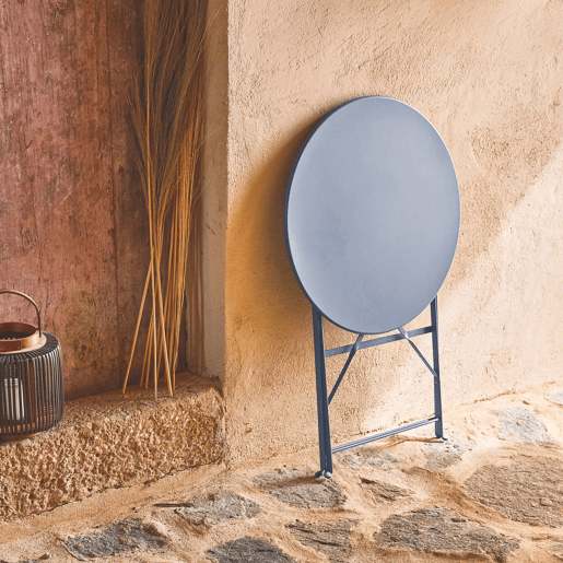 Mesa de jardim bistrô dobrável em aço, 2 lugares Azul cinza - 60x60x71 cm