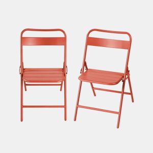 Cadeira de jardim bistrô dobrável em aço, set de 2 Terracota - 44.3x49x79.7 cm