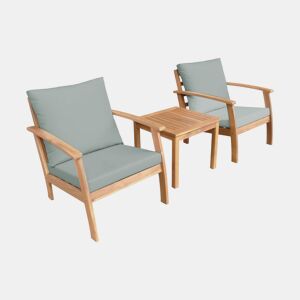 Conjunto de jardim em madeira de acácia, 2 lugares Verde cinzento - 67x81x74 cm