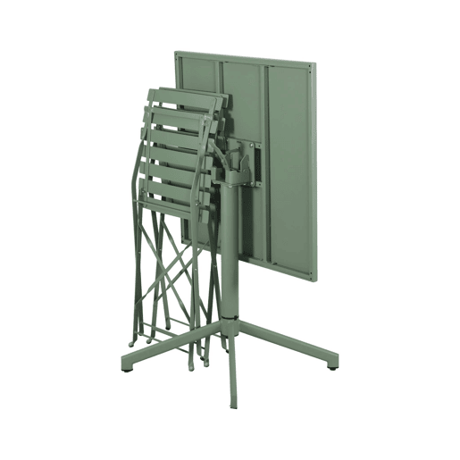 Mesa de jardim bistrô dobrável de metal com 2 cadeiras Verde cinzento - 70x70x74 cm