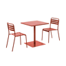 Set mesa de jardim bistrô quadrada de aço com 2 cadeiras Terracota - 70x70x73 cm
