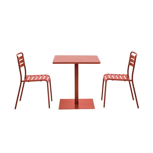 Set mesa de jardim bistrô quadrada de aço com 2 cadeiras Terracota - 70x70x73 cm Set mesa de jardim bistrô quadrada de aço com 2 cadeiras Terracota - 70x70x73 cm