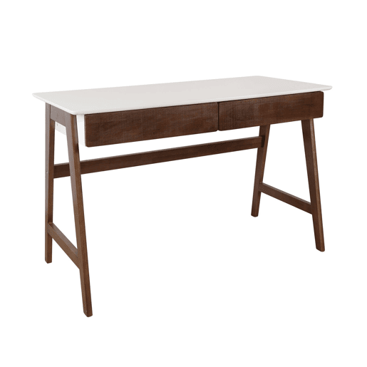 Mesa de escritório decorada em madeira com 2 gavetas, 120cm Madeira de nogueira - 120x55x76 cm