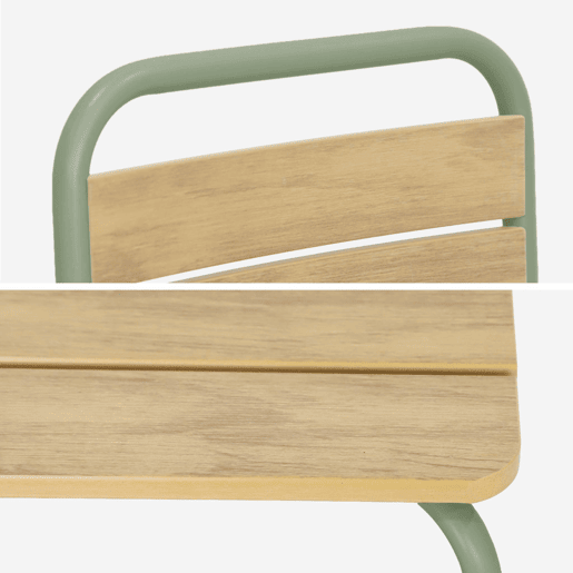 Mesa de jardim infantil em aço e madeira com 4 cadeiras Verde cinzento - 48x48x47 cm