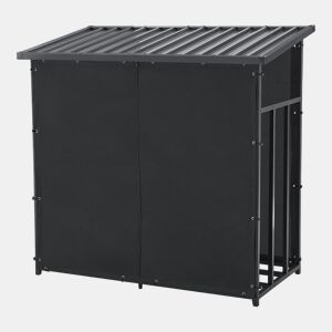 Suporte para lenha Yakutat com lona metal 145x143x70cm Preto casa.pro