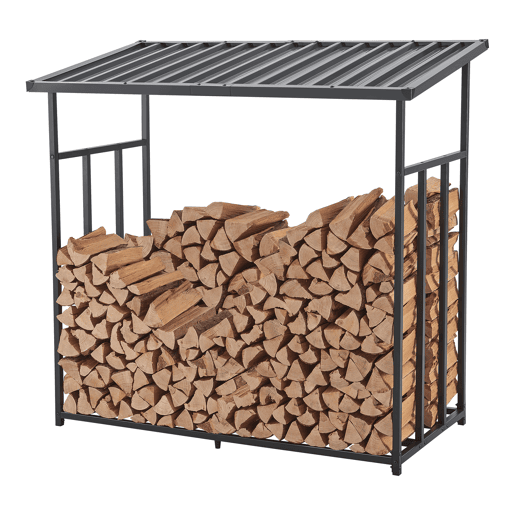 Suporte para lenha Yakutat com lona metal 145x143x70cm Preto casa.pro Suporte para lenha Yakutat com lona metal 145x143x70cm Preto casa.pro