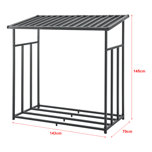 Suporte para lenha Yakutat com lona metal 145x143x70cm Preto casa.pro Suporte para lenha Yakutat com lona metal 145x143x70cm Preto casa.pro