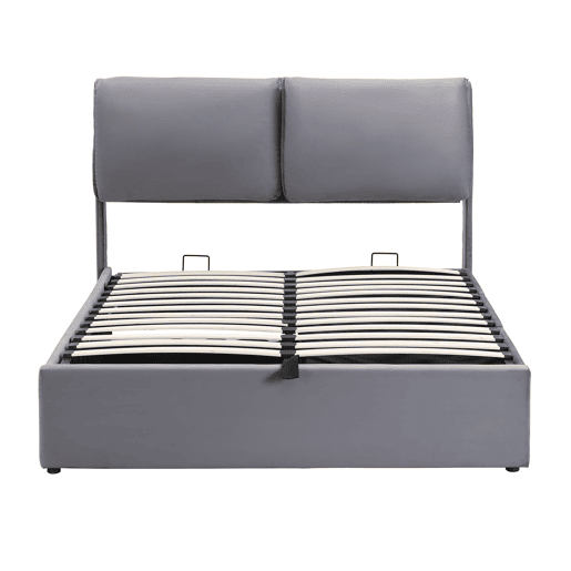 Cama estofada 140x190 - base hidráulica, 3 gavetas, arrumação, sem colchão - cinzento Cama estofada 140x190 - base hidráulica, 3 gavetas, arrumação, sem colchão - cinzento