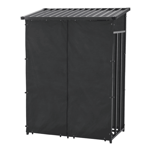 Suporte para lenha Yakutat com lona metal 185x130x70cm Preto casa.pro