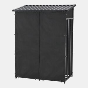 Suporte para lenha Yakutat com lona metal 185x130x70cm Preto casa.pro