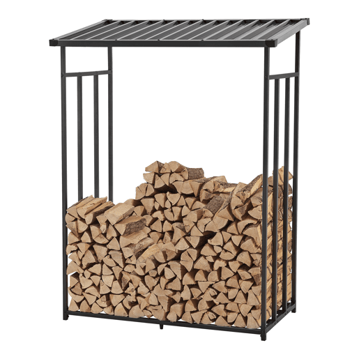 Suporte para lenha Yakutat com lona metal 185x130x70cm Preto casa.pro